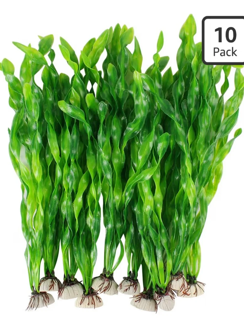 Artificial Green Aquarium Plants - 10 Pack